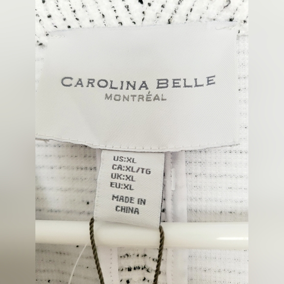 Carolina Belle Montreal Heathered White/Blk OpenFront Cardigan/Blazer Stretch XL - Picture 4 of 16